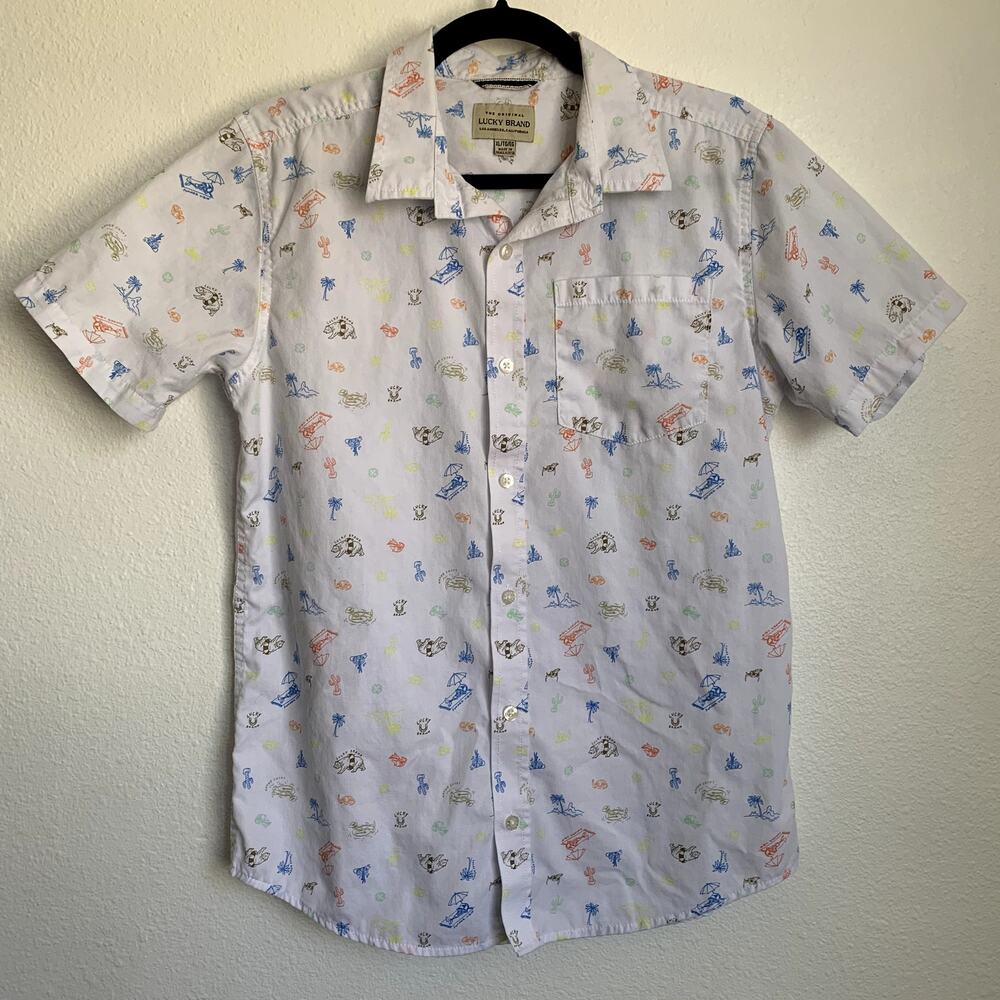 Lucky Brand Boy's Casual Button Up Shirt in Desert Beach Print